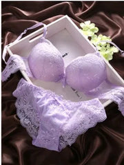 European Style Women's Lingerie Set – Cotton Push-Up Bra & Lace Panties