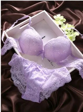 European Style Women's Lingerie Set – Cotton Push-Up Bra & Lace Panties