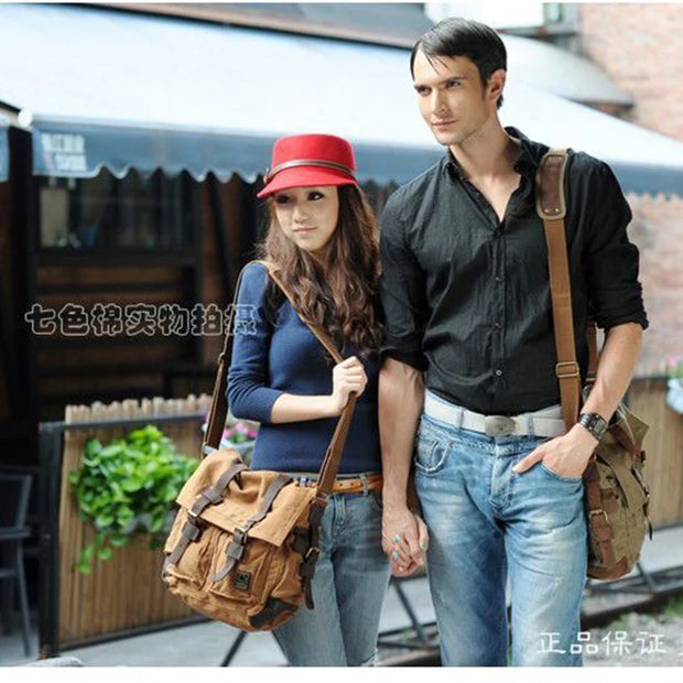 Fashion Messenger Bag - Vintage Leather Canvas Crossbody Bag for Men & Women 🌟