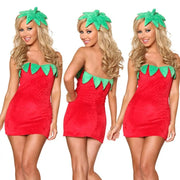Ladies Strawberry Costume Dress Fruit Strawberry Fancy Dress Perfect Festival Dress Close-fitting Skirt With Headwear