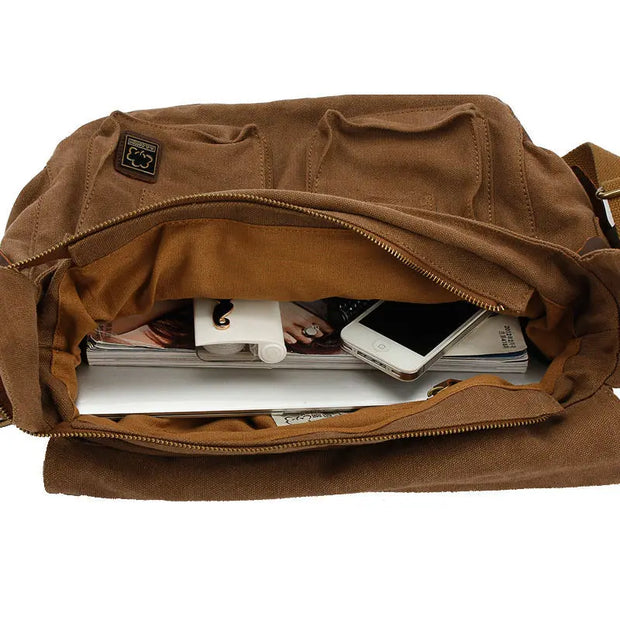 Fashion Messenger Bag - Vintage Leather Canvas Crossbody Bag for Men & Women 🌟