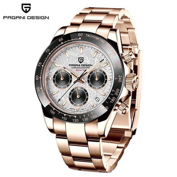 🕰️ PAGANI DESIGN V2 Men's Chronograph Watch – 40mm Quartz, Sapphire Crystal, Stainless Steel