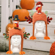Funny Cartoon Thanksgiving Plush Turkey Hat High-top Orange Halloween Cosplay Costume Handmade Thanksgiving Cap Holiday