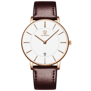 Men’s Minimalist Analog Watch – Date Display, Leather Strap, Fashion-Forward Simplicity
