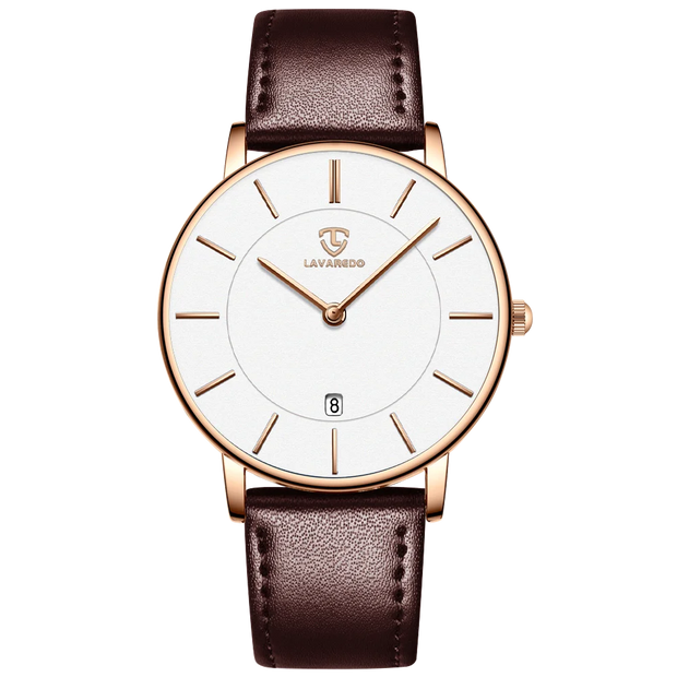Men’s Minimalist Analog Watch – Date Display, Leather Strap, Fashion-Forward Simplicity