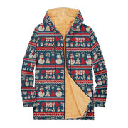 Cozy Christmas Fleece Pullover Hoodie Festive Snowman Reindeer Snowflake Long Sleeve Ugly Xmas Sweater Style Tops for Women Men