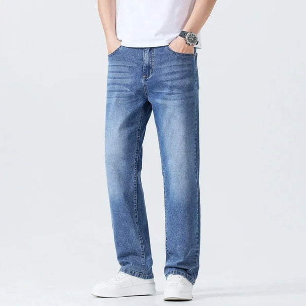 Men’s Summer Thin Straight-Leg Breathable Denim Pants