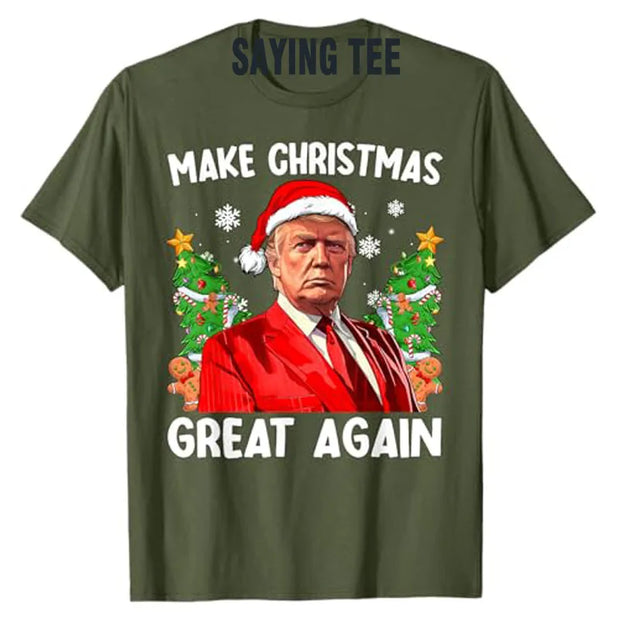 Make Christmas Great Again Funny Santa MAGA Men Xmas T-Shirt Novelty Gift Humorous Ugly Christmas Sweater Saying Tee Y2k Top