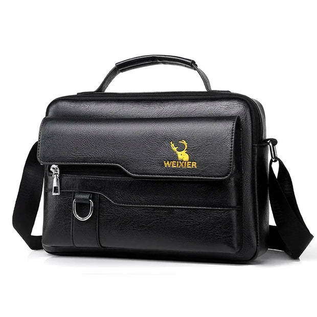 WEIXIER Men's PU Leather Crossbody Messenger Bag – Sleek, Spacious & Versatile