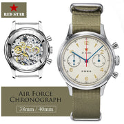 RED STAR 1963 Pilot Chronograph – 38mm/40mm Mechanical Watch with Seagull ST1901 Movement & Sapphire Crystal