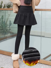 Skirt Leggings Autumn and Winter Fleece  Stretchy Warm High Waist Good Elastic Cotton Warm Leggings