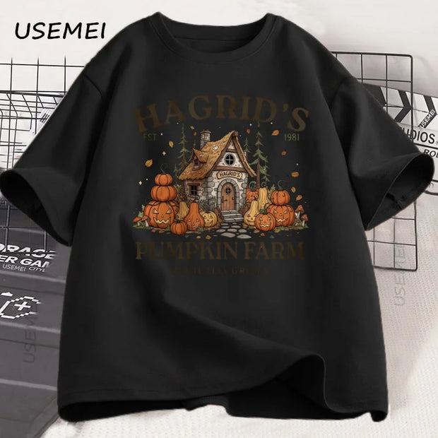 Fall Season T-shirt Autumn Pumpkin Retro Fall Vibes T Shirt Fall Girl Pumpkin Printed Tshirt Causal Cotton Short Sleeve Tees