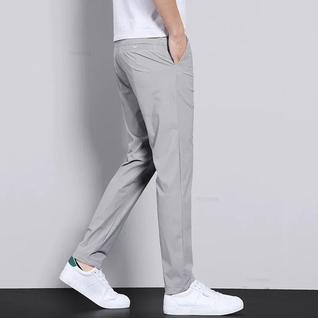 Men’s Ultra-Thin Ice Silk Slim Straight Casual Trousers