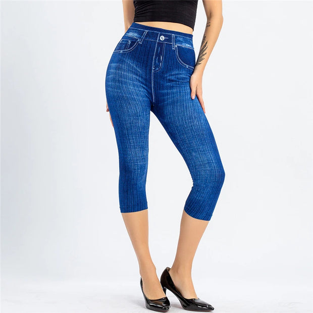 Women’s High-Rise Skinny Denim Capri – Knee-Length Stretch Fit