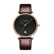 Men’s Minimalist Analog Watch – Date Display, Leather Strap, Fashion-Forward Simplicity