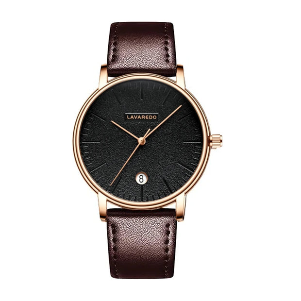 Men’s Minimalist Analog Watch – Date Display, Leather Strap, Fashion-Forward Simplicity