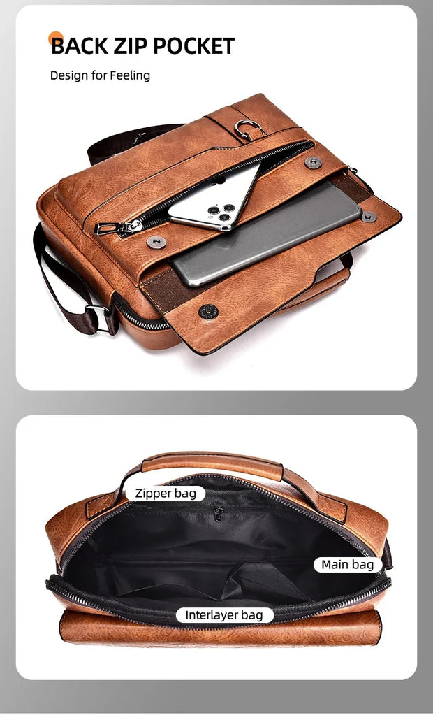 WEIXIER Men's PU Leather Crossbody Messenger Bag – Sleek, Spacious & Versatile