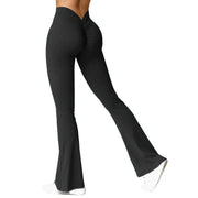 Fashion Micro Horn Leggings Women V-back Waist Sports Pants High Waist Push Up Butt Gym Pants Solid Slim Latin Dance Trousers