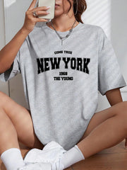When 1968 The New York Is Young Cotton Woman Tshirts Oversize Daily Tshirts Creativity Streettshirt Individual Casual Clothes