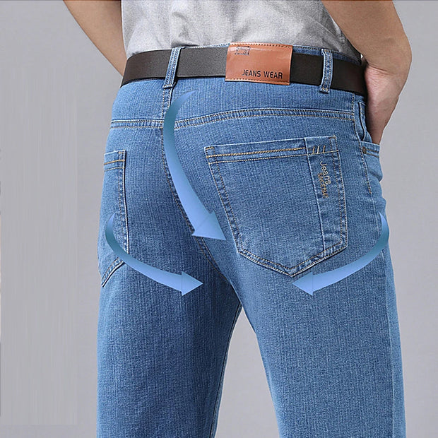 Men’s Summer Micro-Elastic Straight-Leg Denim Pants