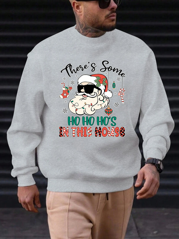 Hoodies Men's Christmas White Santa Claus Graphic Print Soft Warm HighQuality Cute Funny Breathable Festive Holiday Casual Top