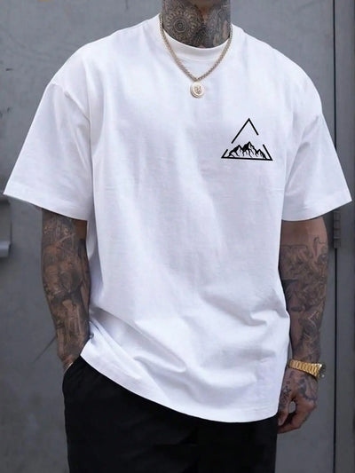 Mountain On Inspirationde Printing T-Shirt Men Oversized Cotton Summer Tshirt Breathable Loose O-Neck Tee Shirts Hip Hop Tees