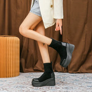 Women's Boots 2022 Autumn Winter Botines Chelsea Short Platform Shoes Chunky Elegant Ankle Black  and Low Price