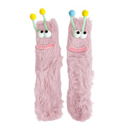1 Pair Cartoon Socks Funny Expression Decoration Animal Big Eyes Thick Fuzzy Plush Fall Winter Floor Socks Holiday Gift