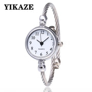 Women’s Luxury Gold Bangle Quartz Watch with Thin Chain