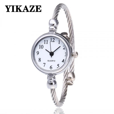 Women’s Luxury Gold Bangle Quartz Watch with Thin Chain