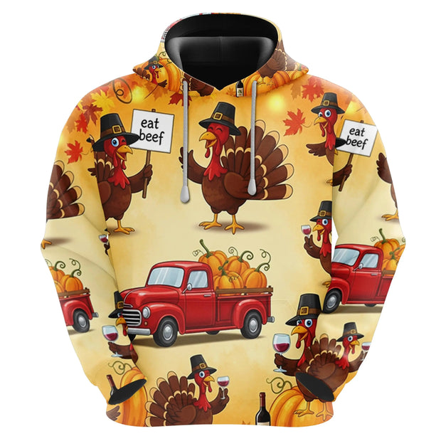 2026   Thanksgiving Hoodies for Men Pullover Sweatshirts, 3D Turkey Fleece Hooded Sweatshirt Series
