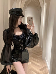 Women's Chiffon Crop Blouse – Y2K Tunic Style, Elegant Streetwear 2025