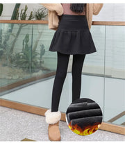 Skirt Leggings Autumn and Winter Fleece  Stretchy Warm High Waist Good Elastic Cotton Warm Leggings