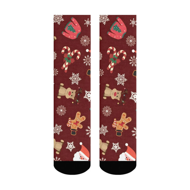 Colorful Christmas themed men's socks Harajuku color happy fun cute reindeer, gingerbread man socks Christmas gift
