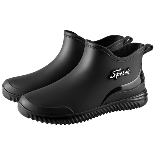 Ankle Rain Boots For Men Integrated forming Simple Waterproof Rain Shoes Toughness Anti-slip Fishing On Work Camping Waterproof
