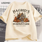 Fall Season T-shirt Autumn Pumpkin Retro Fall Vibes T Shirt Fall Girl Pumpkin Printed Tshirt Causal Cotton Short Sleeve Tees