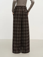 FSLE Retro Plaid Straight-Leg Casual Tros for Women Fall Winter 2025 New Arrival Petite-Friendly Casual Pants Commuting