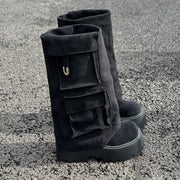 2025 Fall Winter New Brown Fashion Boots Versatile Platform Heightened Vintage Trouser Heel Boots Women