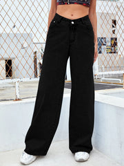 Women’s High-Waist Stretch Straight-Leg Black Jeans
