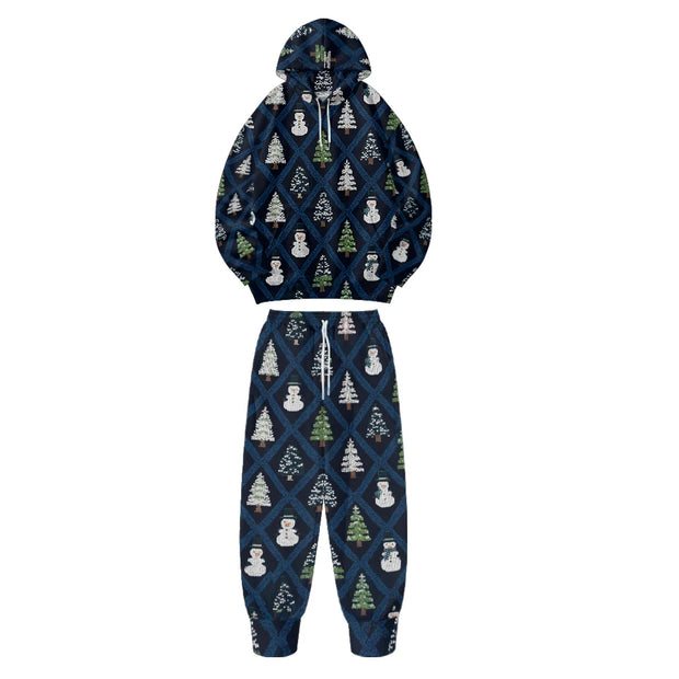 Festive Christmas Hoodies Pants with Holiday Patterns Santa Reindeer Snowman Trees Loungewear Holiday Season Gifts Fall Winter