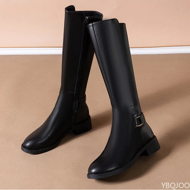 Long boots autumn winter trends anti slip wear-resistant versatile fashion boots simple comfortable daily women's shoes