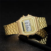 Women’s Elegant Gold & Silver Stainless Steel Digital Watch