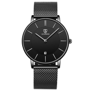 Men’s Minimalist Analog Watch – Date Display, Leather Strap, Fashion-Forward Simplicity