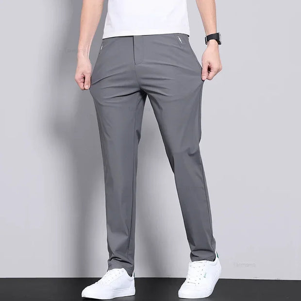 Men’s Ultra-Thin Ice Silk Slim Straight Casual Trousers