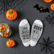 Halloween Socks I'm Just Here for The Boos Ghost Drinking Socks Boozy Fall Gift Costume Colleague Wine Lover Party Photo Props