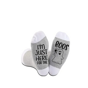 Halloween Socks I'm Just Here for The Boos Ghost Drinking Socks Boozy Fall Gift Costume Colleague Wine Lover Party Photo Props