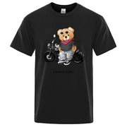 Motorcycle Enthusiast Street Ted Rider Printed T-Shirt Men Loose Casual Short Sleeves Summer Breathable Tee Cotton Clothing
