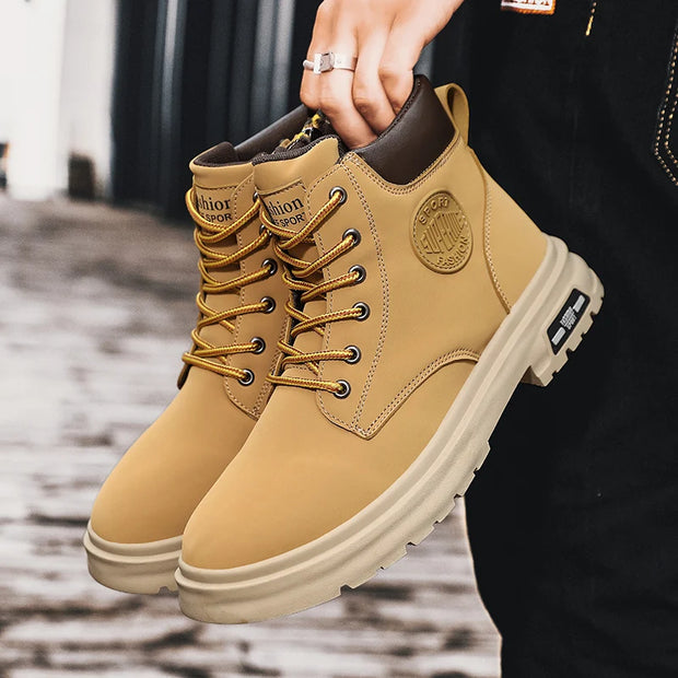 Ankle Boots Men Retro Work Shoes Autumn Winter Thick Bottom High Top Outdoor Boots Leather Waterproof High Quality Chelsea Boots