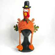 Funny Cartoon Thanksgiving Plush Turkey Hat High-top Orange Halloween Cosplay Costume Handmade Thanksgiving Cap Holiday
