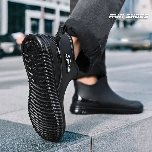 Ankle Rain Boots For Men Integrated forming Simple Waterproof Rain Shoes Toughness Anti-slip Fishing On Work Camping Waterproof